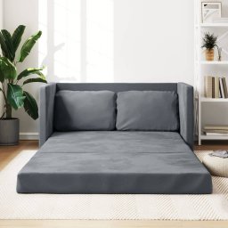Gossi canapea extensibila de podea 2 in 1, gri inchis, 122x204x55 cm