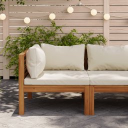 Gossi canapea modulara de colt cu perne alb crem, lemn de acacia