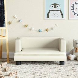 Gossi canapea pentru copii, crem, 60x40x30 cm, piele ecologica