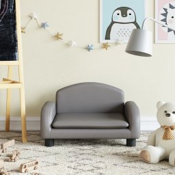 Gossi canapea pentru copii, gri, 50x40x30 cm, piele ecologica