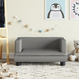 Gossi canapea pentru copii, gri, 60x40x30 cm, piele ecologica