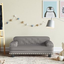 Gossi canapea pentru copii, gri, 70x45x30 cm, piele ecologica