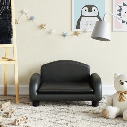 Gossi canapea pentru copii, negru, 50x40x30 cm, piele ecologica