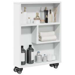 Gossi carucior de depozitare ingust, alb, 48x13x68 cm, lemn prelucrat