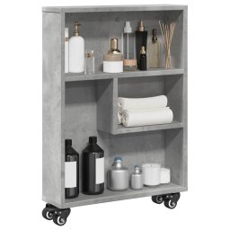Gossi carucior depozitare ingust gri beton 48x13x68 cm lemn prelucrat