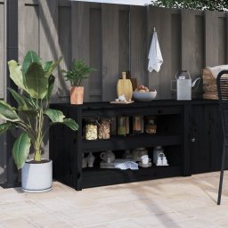 Gossi dulap bucatarie de exterior negru, 106x55x64 cm, lemn masiv pin