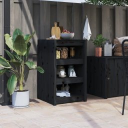 Gossi dulap bucatarie de exterior negru, 55x55x92 cm, lemn masiv pin