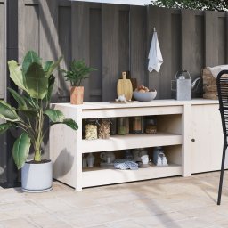Gossi dulap bucatarie de exterior, alb, 106x55x64 cm, lemn masiv pin
