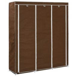 Gossi dulap cu bare si compartimente, maro, 150x45x175 cm, textil