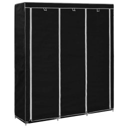 Gossi dulap cu bare si compartimente, negru, 150x45x175 cm