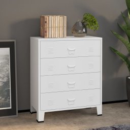 Gossi dulap cu sertare industrial, alb, 78x40x93 cm, metal