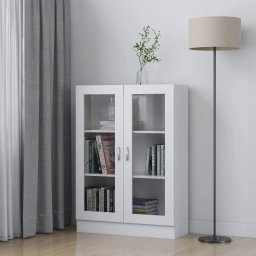 Gossi dulap cu vitrina, alb, 82,5 x 30,5 x 115 cm, lemn prelucrat