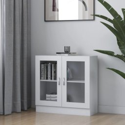 Gossi dulap cu vitrina, alb, 82,5 x 30,5 x 80 cm, lemn prelucrat