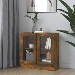 Gossi dulap cu vitrina, stejar fumuriu 82,5x30,5x80 cm lemn prelucrat