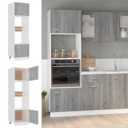 Gossi dulap cuptor microunde, gri sonoma, 60x57x207cm, lemn prelucrat