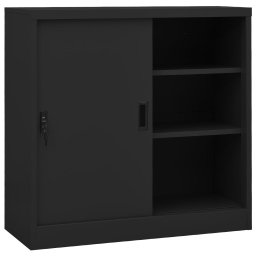 Gossi dulap de birou cu usa glisanta, antracit, 90x40x90 cm, otel