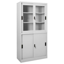 Gossi dulap de birou cu usa glisanta, gri deschis, 90x40x180 cm, otel