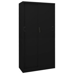 Gossi dulap de birou cu usa glisanta, negru, 90x40x180 cm, otel