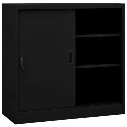 Gossi dulap de birou cu usa glisanta, negru, 90x40x90 cm, otel