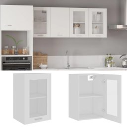 Gossi dulap de sticla suspendat, alb, 40 x 31 x 60 cm, lemn prelucrat