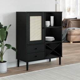 Gossi dulap inalt senja aspect ratan negru, 90x40x112cm