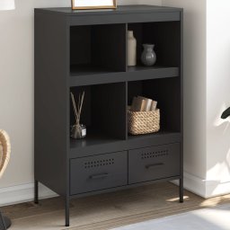 Gossi dulap inalt, negru, 68x39x101,5 cm, otel laminat la rece