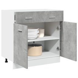 Gossi dulap inferior cu sertar, gri beton, 80 x 46 x 81,5 cm, pal