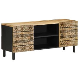 Gossi dulap tv, negru, 105x33,5x46 cm, lemn masiv de mango brut