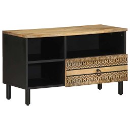 Gossi dulap tv, negru, 80x33,5x46 cm, lemn masiv de mango brut