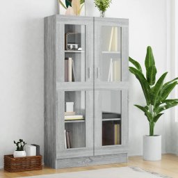 Gossi dulap vitrina, gri sonoma, 82,5x30,5x150 cm, lemn prelucrat