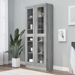 Gossi dulap vitrina, gri sonoma, 82,5x30,5x185,5 cm, lemn prelucrat