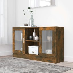 Gossi dulap vitrina, stejar fumuriu, 120x30,5x70 cm, lemn prelucrat