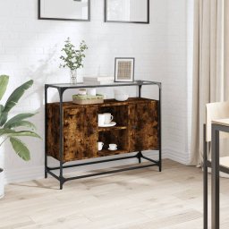 Gossi dulap, blat din sticla stejar fumuriu 98x35x81cm lemn prelucrat