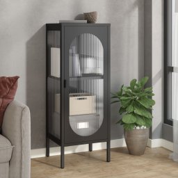 Gossi dulap, negru, 40x35x105 cm, sticla si otel