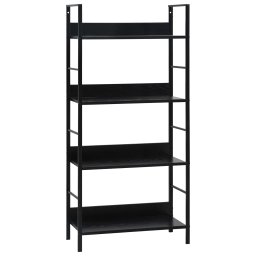 Gossi etajera carti 4 rafturi, negru, 60x27,6x124,5 cm lemn prelucrat