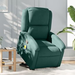 Gossi fotoliu de masaj cu ridicare, verde inchis, catifea