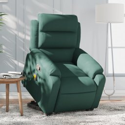 Gossi fotoliu de masaj cu ridicare, verde inchis, catifea