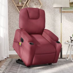 Gossi fotoliu de masaj electric rabatabil cu ridicare rosu vin textil