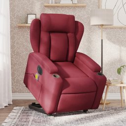 Gossi fotoliu de masaj electric rabatabil cu ridicare rosu vin textil