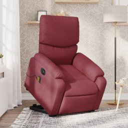 Gossi fotoliu de masaj electric rabatabil cu ridicare rosu vin textil