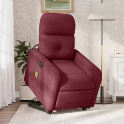 Gossi fotoliu de masaj electric rabatabil cu ridicare rosu vin textil