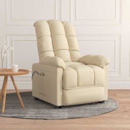 Gossi fotoliu de masaj electric rabatabil, crem, textil