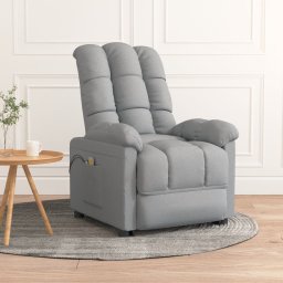 Gossi fotoliu de masaj electric rabatabil, gri deschis, textil