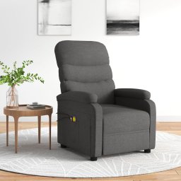 Gossi fotoliu de masaj electric rabatabil, gri inchis, textil
