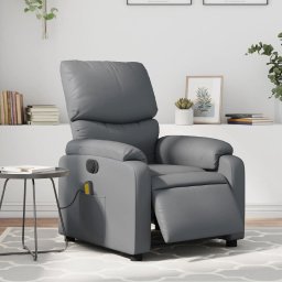 Gossi fotoliu de masaj electric rabatabil, gri, piele ecologica