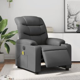 Gossi fotoliu de masaj electric rabatabil, gri, piele ecologica