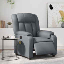 Gossi fotoliu de masaj electric rabatabil, gri, piele ecologica