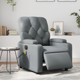 Gossi fotoliu de masaj electric rabatabil, gri, piele ecologica
