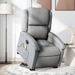 Gossi fotoliu de masaj rabatabil cu ridicare, gri deschis, textil