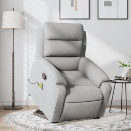 Gossi fotoliu de masaj rabatabil cu ridicare, gri deschis, textil